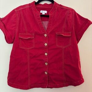 Denim & Co. Women’s Red Button-Front Utility Shirt Size L